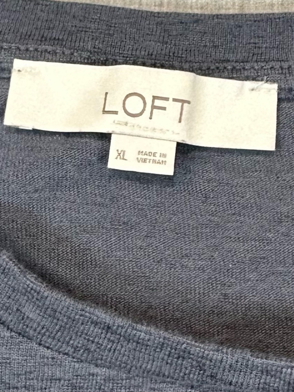 LOFT Navy Ruffle Sleeve Knit Tee - Picture 3 of 6